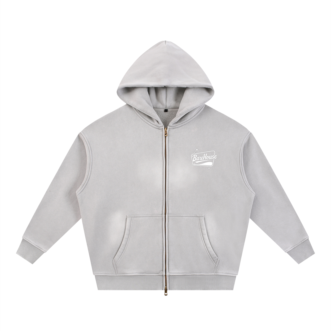Sunfade Two-way Zipper Boxy Fleece Hoodie