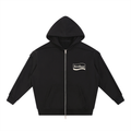 Contrast Tape Raw Edge Double Layered Zip Hoodie
