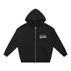 Contrast Tape Raw Edge Double Layered Zip Hoodie
