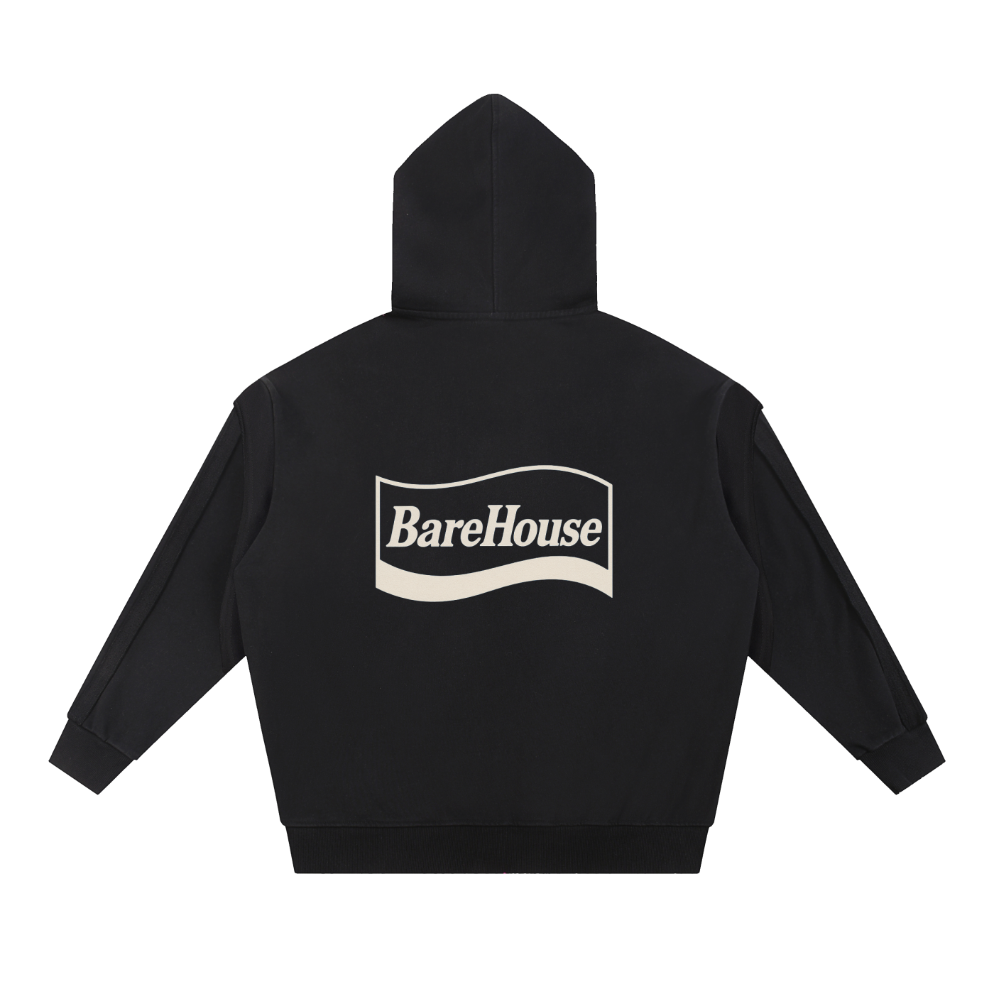Contrast Tape Raw Edge Double Layered Zip Hoodie