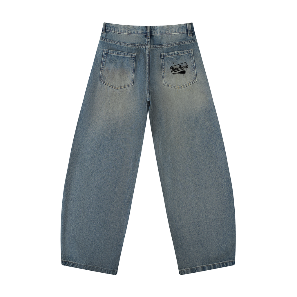 Men's Distressed Barrel Leg Jeans