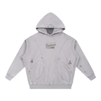 Snow Washed Distressed Panel Pocket Hoodie