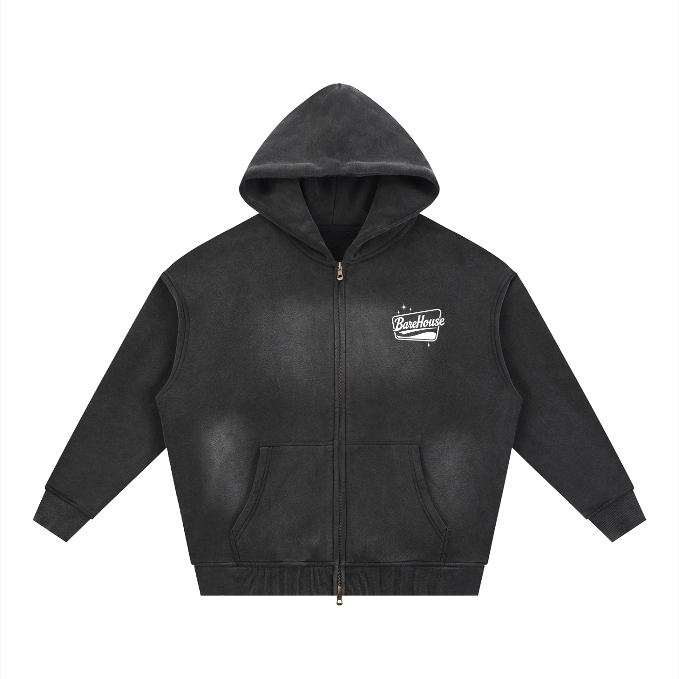 Sunfade Two-way Zipper Boxy Fleece Hoodie