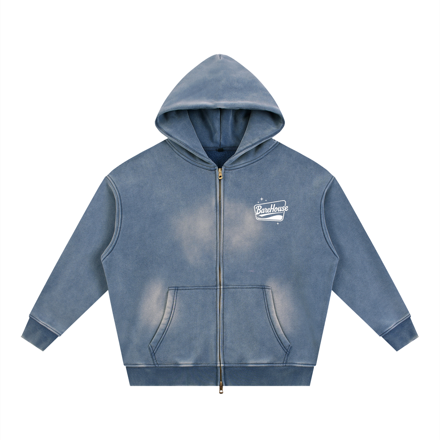 Sunfade Two-way Zipper Boxy Fleece Hoodie